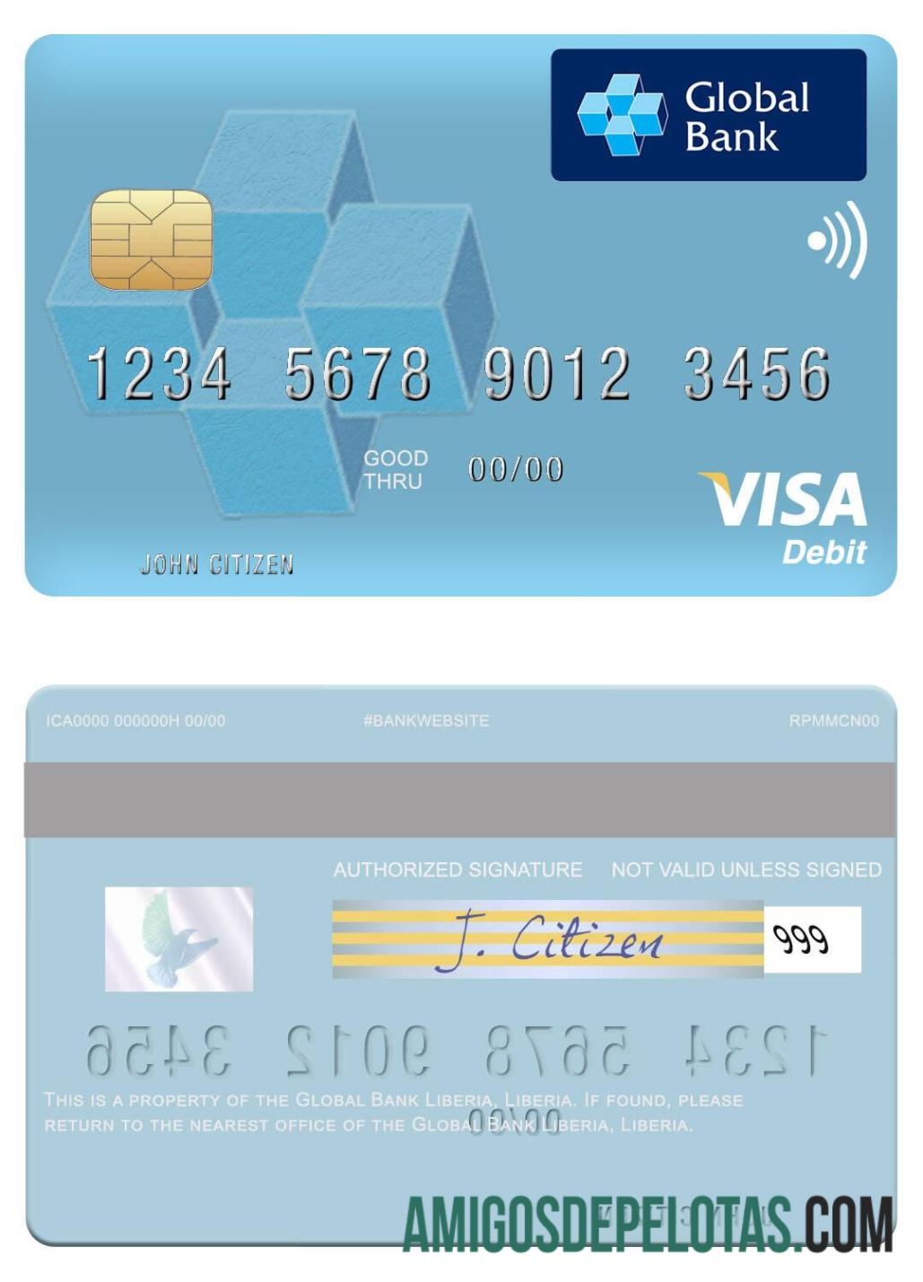 Liberia Global Bank Liberia Visa Debit Card real example